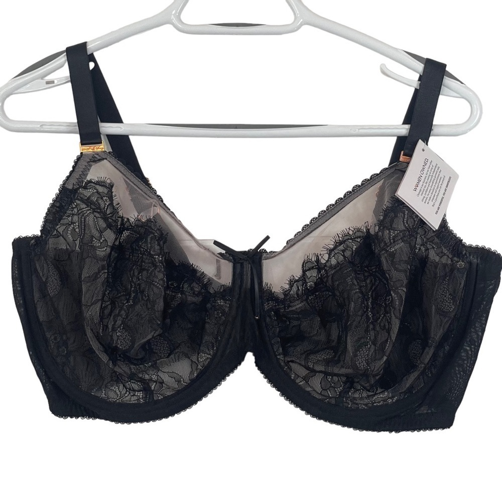 Smart & Sexy Black Lace Underwire Nylon/Spandex Blend Bra Size 42G NWT
